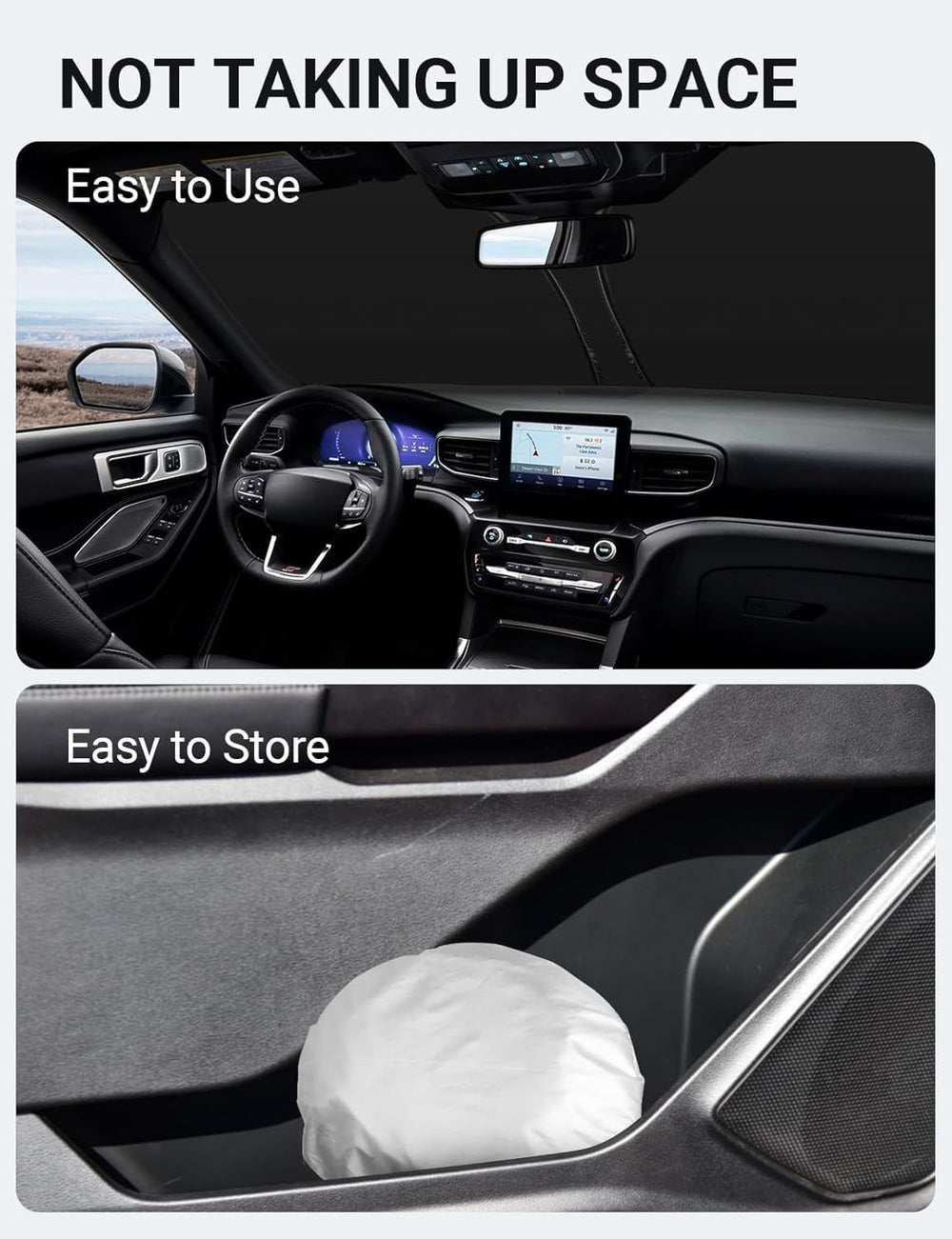 Proadsy 2025 Upgrade Windshield Sun Shade Custom Fit Ford Explorer 2020-2024 2025 4-Layer Foldable Front Sunshade Protector Sun Visor Blocks UV Rays Keep Car Cooler