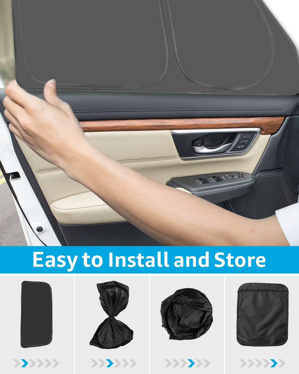 Proadsy Window Sun Shade for Honda CRV 2024 2023 2022 2021 2020 2019 2018 2017 Side Window for Baby/Camping UV Rays and Privacy Protect Upgrade Accessories Set of 7
