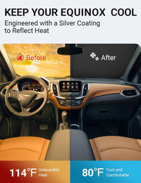 Custom American designed 2018-2025 Chevrolet Equinox windshield sunshade, will not sag or collapse