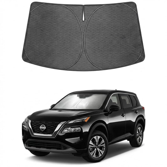 Proadsy Windshield Sun Shade Custom Fit Nissan Rogue 2021-2026 Ice Crystal Black Front Window Sunshade UV and Heat Blocker Foldable Visor Keeps Car Cooler for Summer Parking and Daily Use