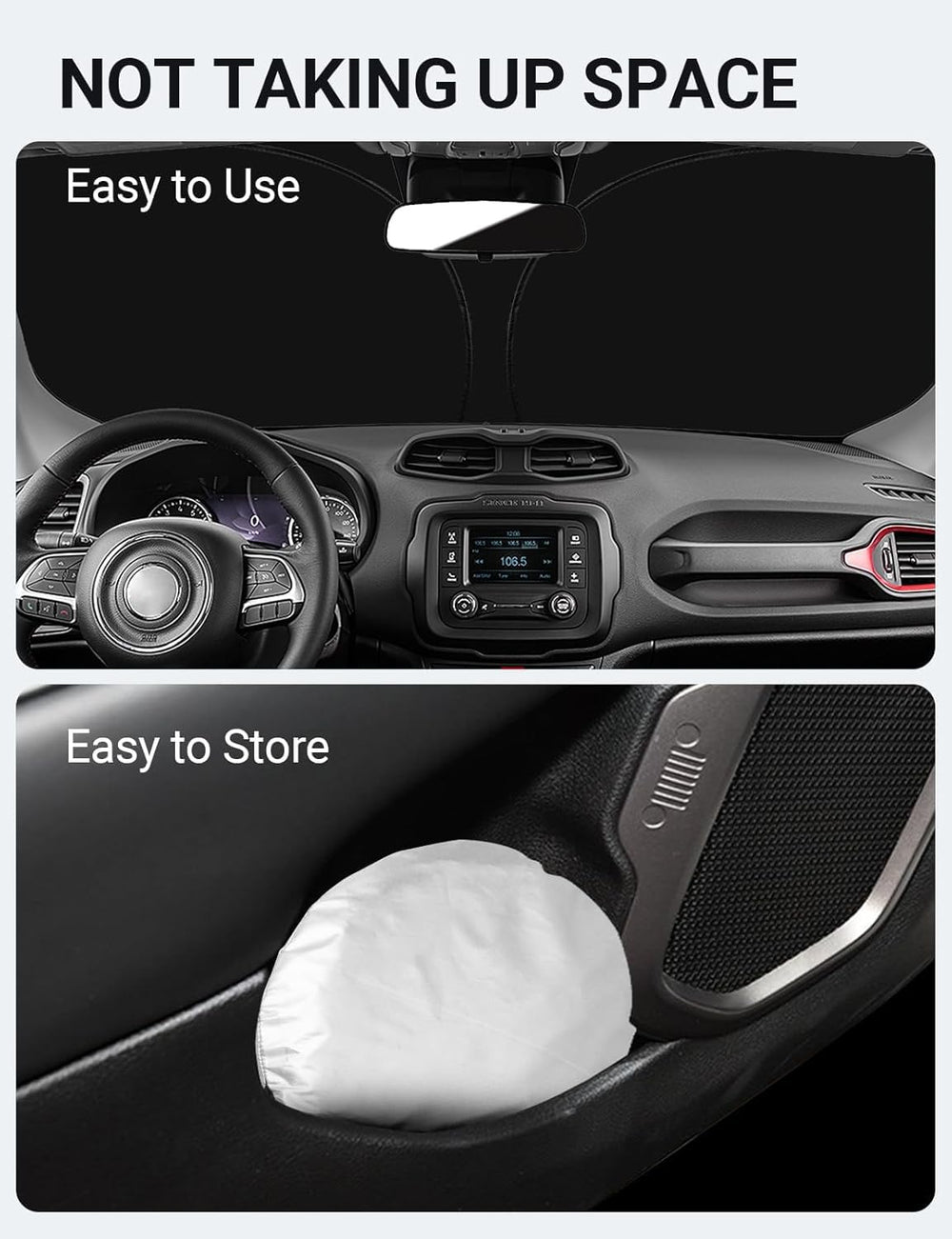 Proadsy Custom Fit Jeep Renegade 2015-2024 2025 Windshield Sun Shade 4-Layer Foldable Front Sunshade Protector Sun Visor Blocks UV Rays Keep Car Cooler