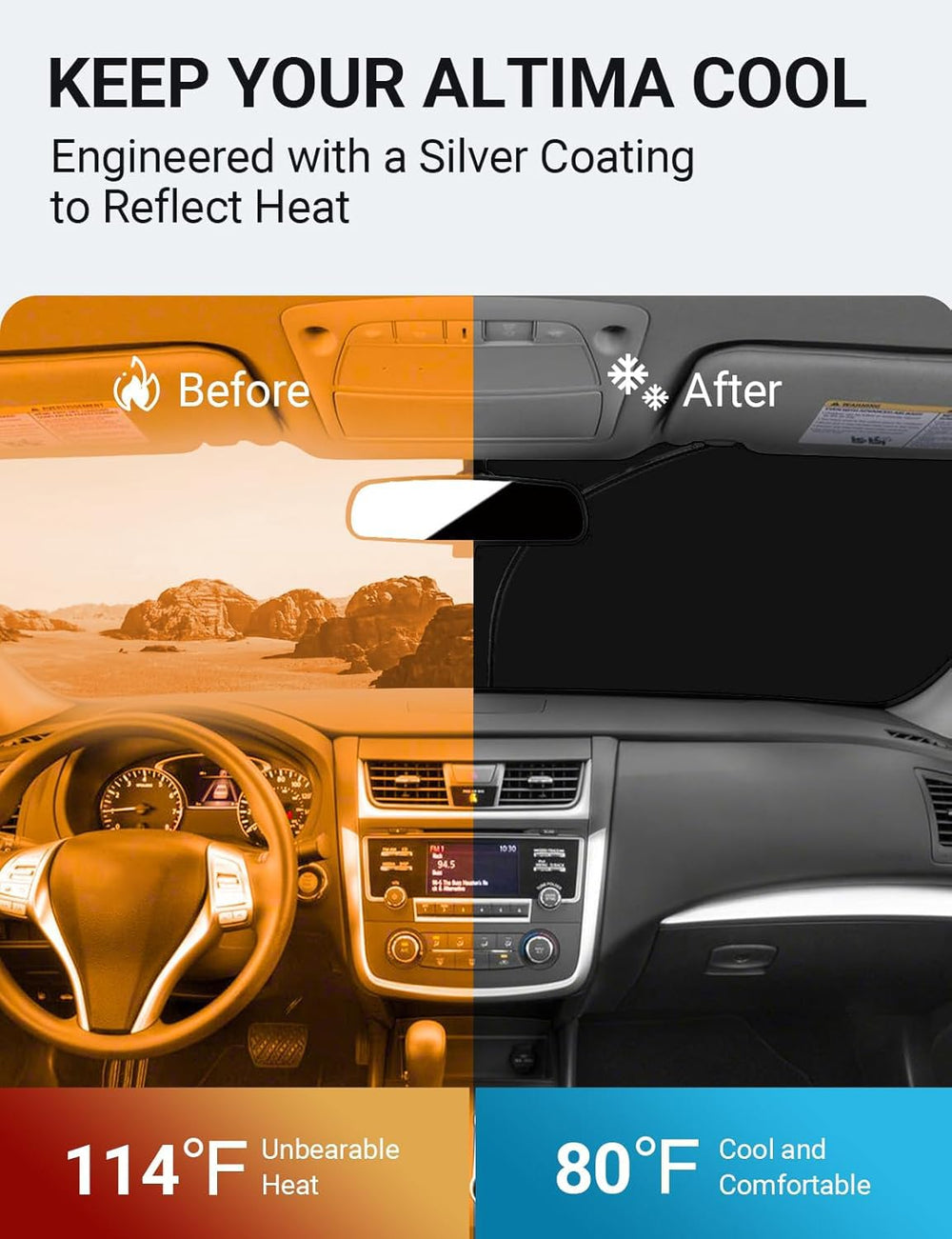 Proadsy Custom Fit Nissan Altima 2013-2018 Windshield Sun Shade 4-Layer Foldable Front Sunshade Protector Sun Visor Blocks UV Rays Keep Car Cooler