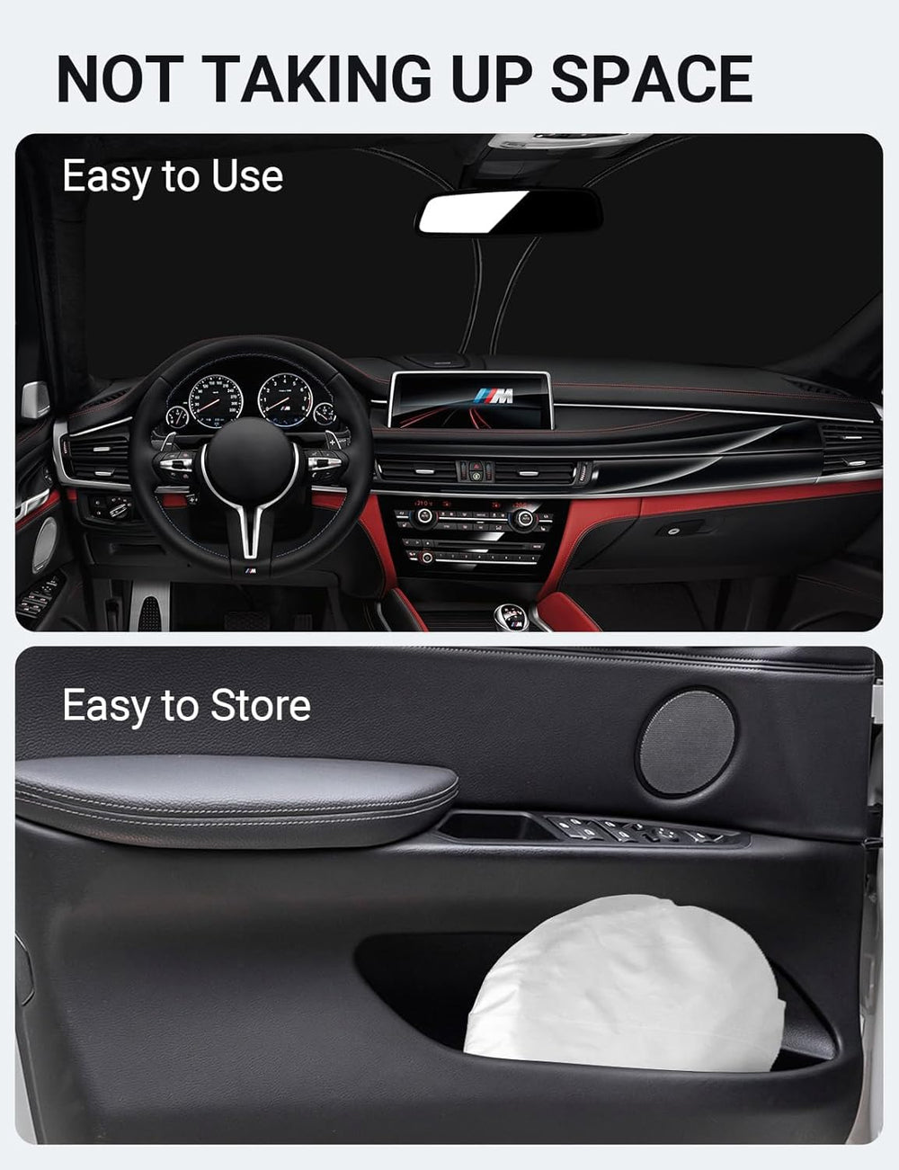 Proadsy 2025 Upgrade Windshield Sun Shade Custom Fit 2014-2018 BMW X5 M Sport xLine SUV 4-Layer Foldable Front Sunshade Protector Sun Visor Blocks UV Rays Keep Car Cooler