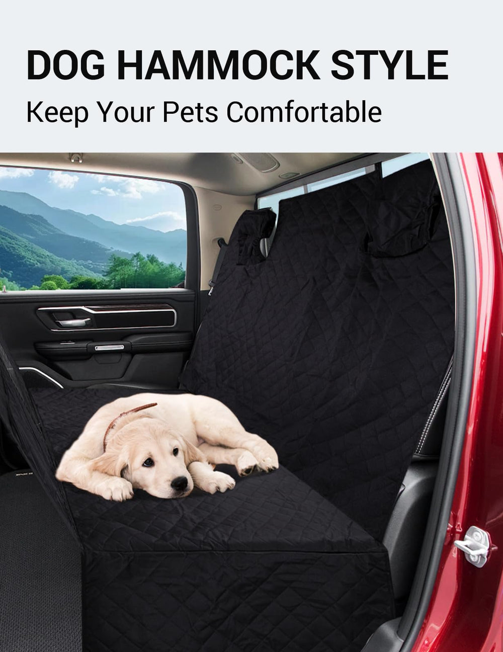 Proadsy for Ram 1500 Pickup 2019-2024 2025 Dog Car Seat Cover Extender Waterproof Scratch Proof Durable Black Back Seat Protector Pet Hammock