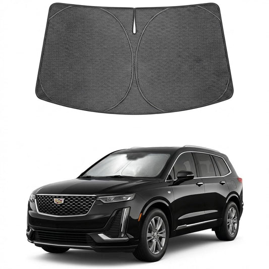 Proadsy Windshield Sun Shade Custom Fit Cadillac XT6 2020-2026 Ice Crystal Black Front Window Sunshade UV and Heat Blocker Foldable Visor Keeps Car Cooler for Summer Parking and Daily Use