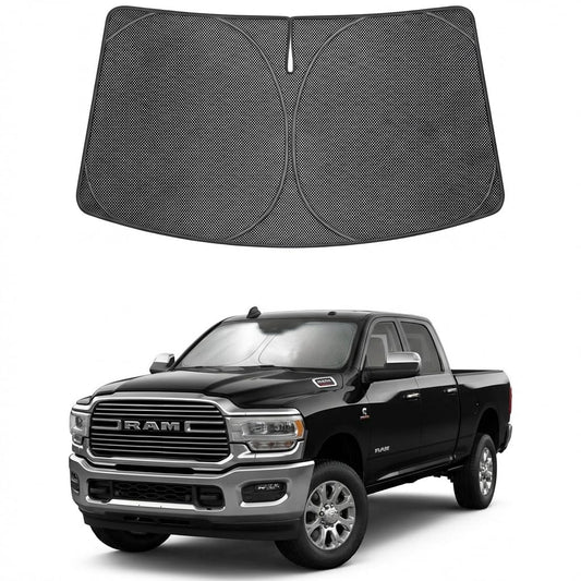 Proadsy Windshield Sun Shade Custom Fit Dodge RAM 2500 3500 2010-2026 Ice Crystal Black Front Window Sunshade UV and Heat Blocker Foldable Visor Keeps Car Cooler for Summer Parking and Daily Use