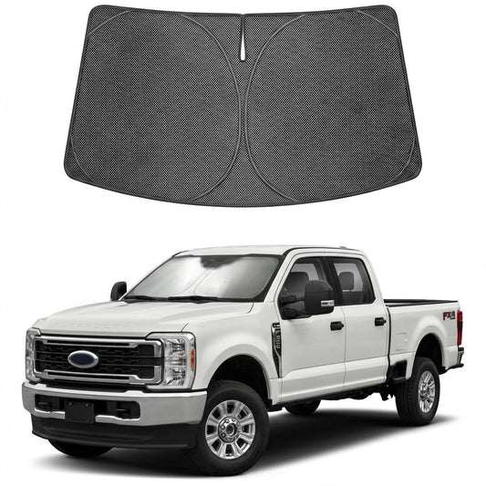 Proadsy Windshield Sun Shade Custom Fit Ford F-250 2017-2026 Ice Crystal Black Front Window Sunshade UV and Heat Blocker Foldable Visor Keeps Car Cooler for Summer Parking and Daily Use