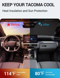 Proadsy 2026 Upgrade Front Windshield Sun Shade Foldable Sunshade Protector Custom Fit 2024-2025 Tacoma 2Dr 4Dr Pickup Accessories