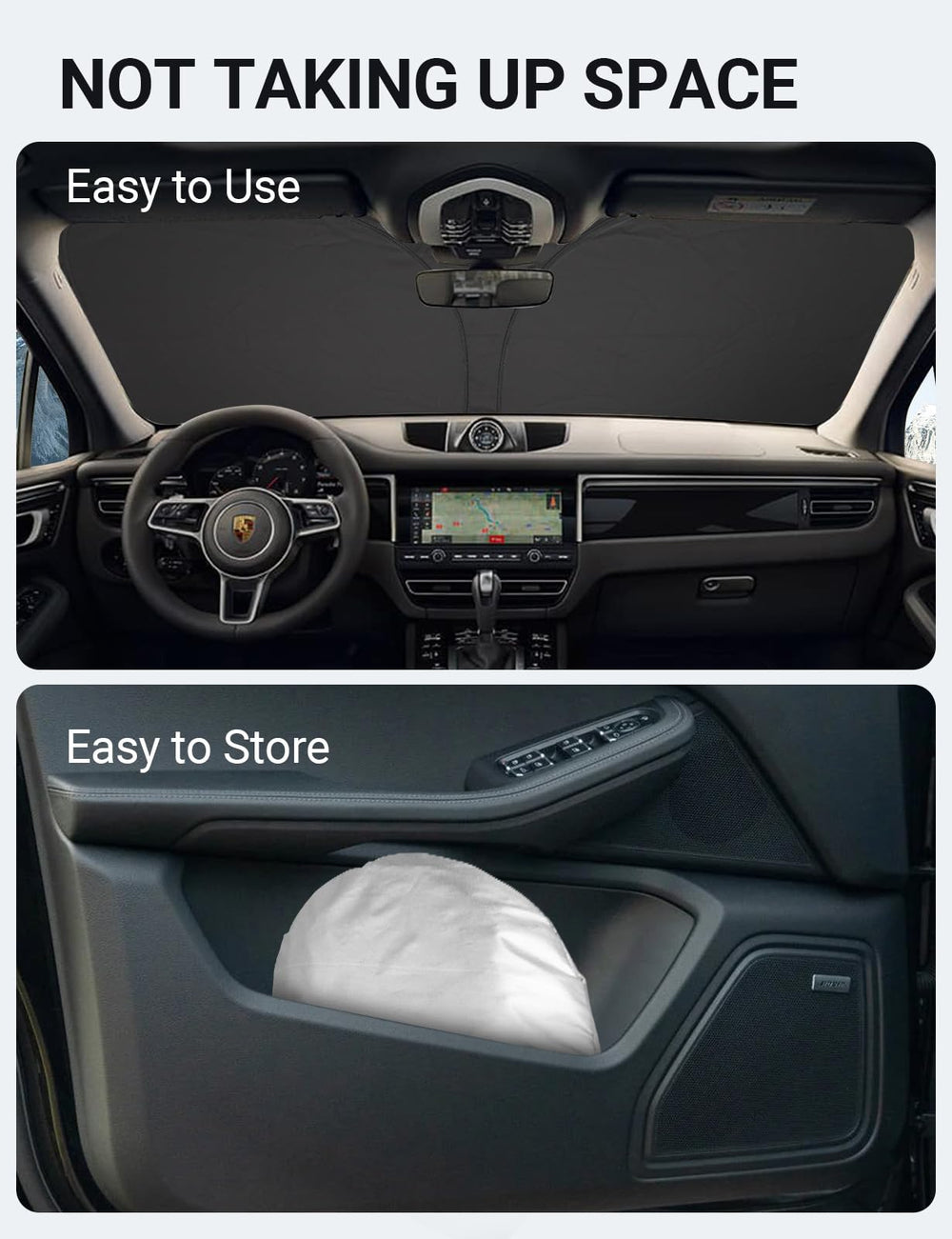 Proadsy 2025 Upgrade Front Windshield Sun Shade Foldable Sunshade Protector Custom Fit for 2014-2024 2025 Porsche Macan SUV Accessories