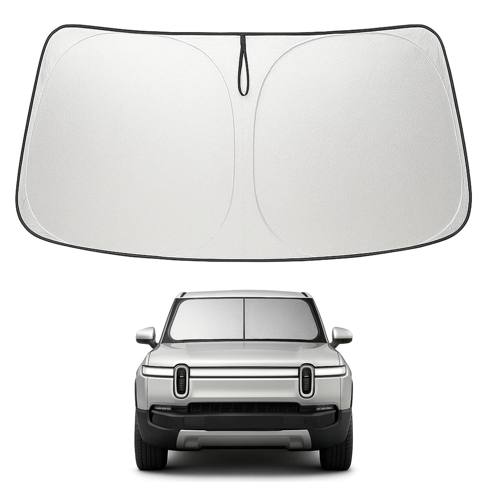Proadsy 2025 Upgrade Windshield Sun Shade Custom Fit Rivian R1S 2022-2025 4-Layer Foldable Front Sunshade Protector Sun Visor Blocks UV Rays Keep Car Cooler