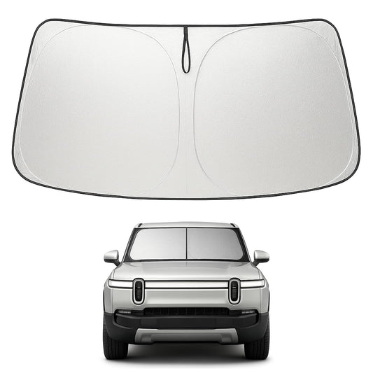 Proadsy 2025 Upgrade Windshield Sun Shade Custom Fit Rivian R1S 2022-2025 4-Layer Foldable Front Sunshade Protector Sun Visor Blocks UV Rays Keep Car Cooler