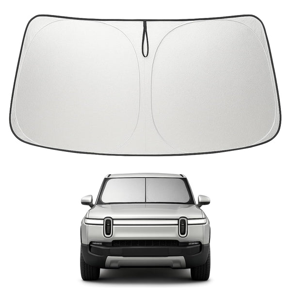 Proadsy Windshield Sun Shade for Rivian R1S 2022-2025 2026 4-Layer Foldable Front Sunshade Protector Sun Visor Blocks UV Rays Keep Car Cooler