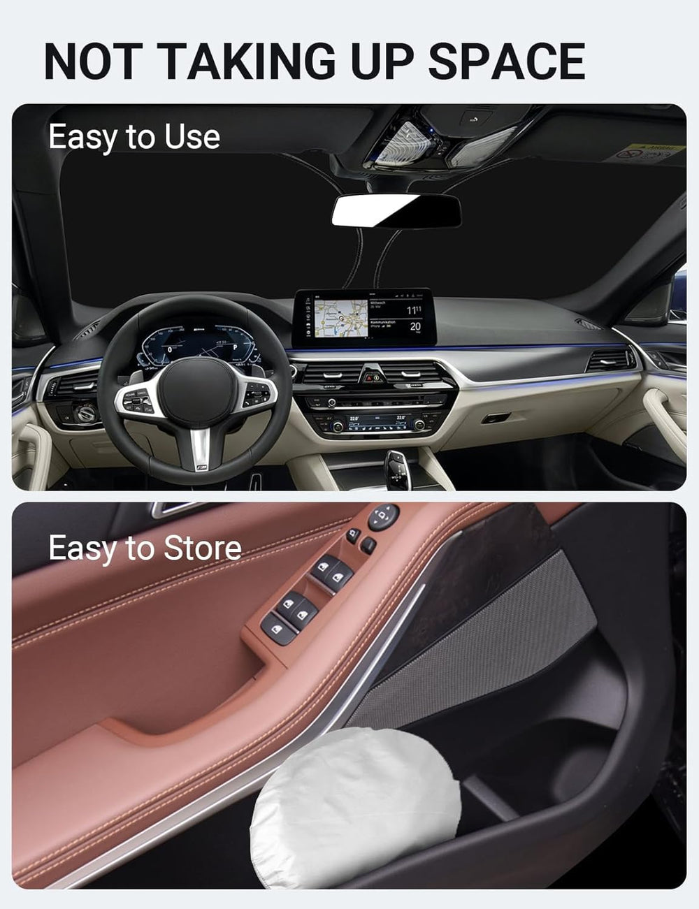 Proadsy 2025 Upgrade Windshield Sun Shade Custom Fit 2019-2024 2025 BMW X5 M Sport xLine SUV 4-Layer Foldable Front Sunshade Protector Sun Visor Blocks UV Rays Keep Car Cooler Accessories