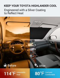 2008-2013 Toyota Highlander custom-fit sunshade - clearing mirror sensor