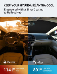 Proadsy 2026 Upgrade Windshield Sun Shade for 2017-2020 Elantra Front Window Sunshade Protector Foldable Sun Visor Blocks UV Rays Keep Car Cooler