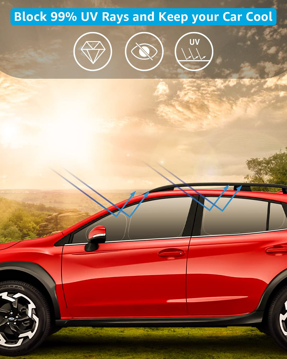 Proadsy 2025 Upgrade Window Sun Shade for Subaru CrossTrek 2023 2022 2021 2020 2019 2018 Side Window for Baby/Camping UV Rays and Privacy Protect Accessories Set of 7