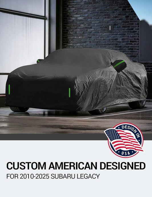 Custom fit 2010-2025 Subaru Legacy car cover on car, American designed full exterior protection