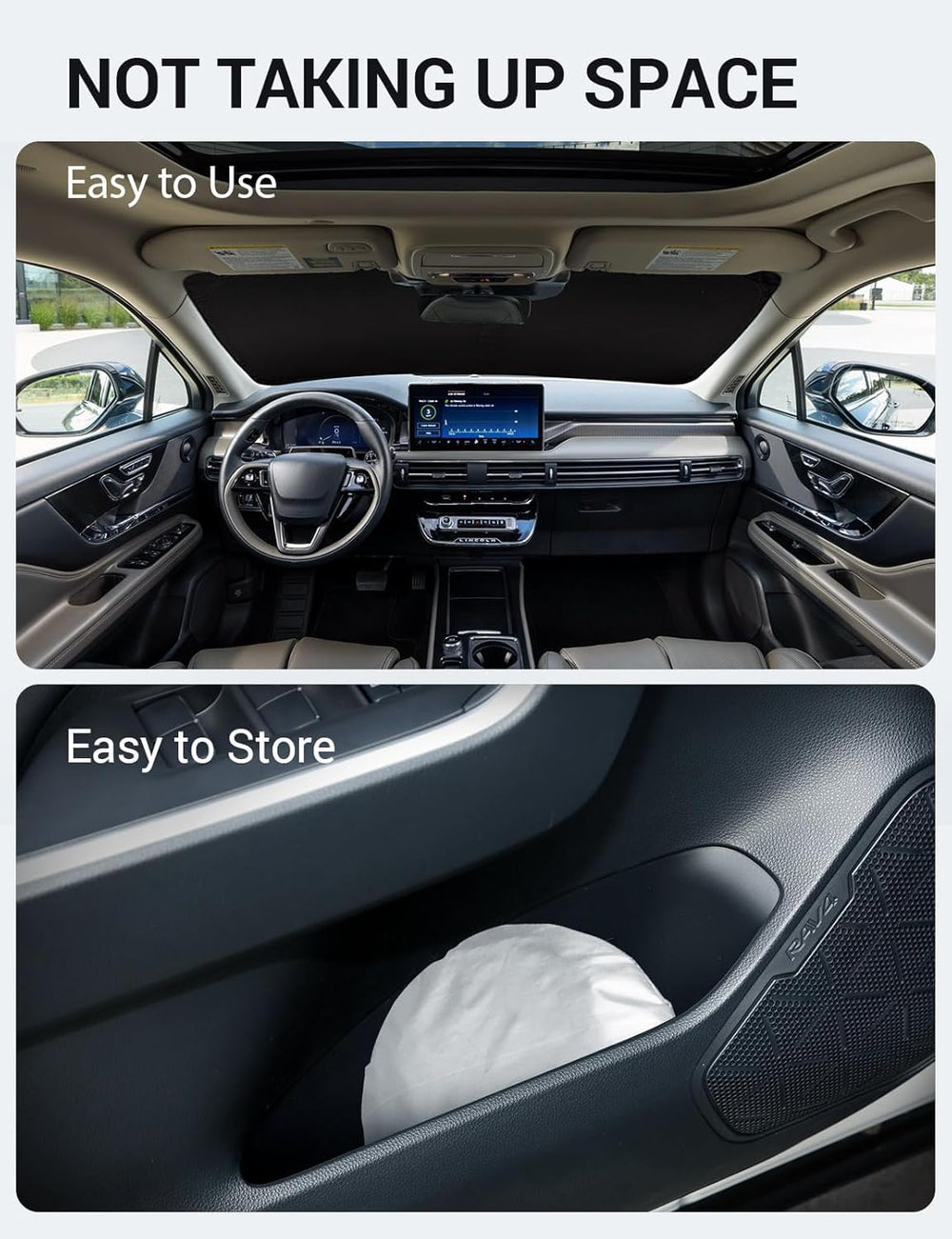 Proadsy 2025 Upgrade Windshield Sun Shade Custom Fit 2020–2023 2025 Lincoln Corsair Foldable Front Sunshade Protector Sun Visor Blocks UV Rays Keep Car Cooler