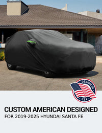 Proadsy Car Cover for Hyundai Santa Fe 2019-2024 2025 2026, Waterproof All Weather, Windproof Snowproof Rain Hail Sun UV Protection Full Outdoor Indoor Exterior Car Covers, Black