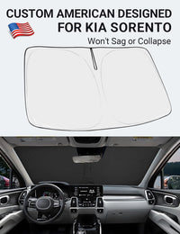 Custom American designed 2021-2026 Kia Sorento windshield sunshade, will not sag or collapse