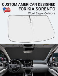 Proadsy Windshield Sun Shade for Kia Sorento 2021-2025 2026 4-Layer Foldable Front Sunshade Protector Sun Visor Blocks UV Rays Keep Car Cooler