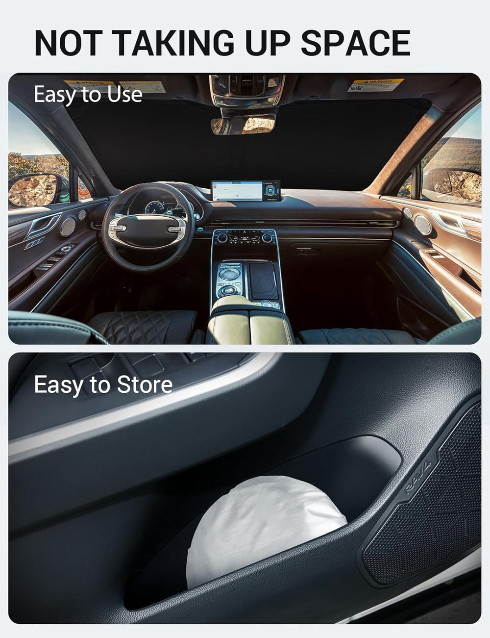 Proadsy 2025 Upgrade Windshield Sun Shade Custom Fit 2021-2023 2024 2025 Genesis GV80 Foldable Front Sunshade Protector Sun Visor Blocks UV Rays Keep Car Cooler