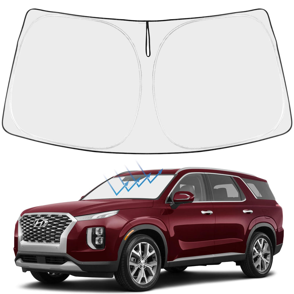 Proadsy 2025 Upgrade Windshield Sun Shade Custom Fit Hyundai Palisade 2020-2024 2025 4-Layer Foldable Front Sunshade Protector Sun Visor Blocks UV Rays Keep Car Cooler