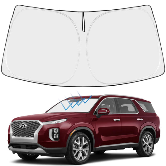 Proadsy 2025 Upgrade Windshield Sun Shade Custom Fit Hyundai Palisade 2020-2024 2025 4-Layer Foldable Front Sunshade Protector Sun Visor Blocks UV Rays Keep Car Cooler