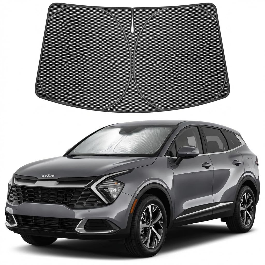 Proadsy Windshield Sun Shade Custom Fit Kia Sportage NQ5 2023-2026 Ice Crystal Black Front Window Sunshade UV and Heat Blocker Foldable Visor Keeps Car Cooler for Summer Parking and Daily Use