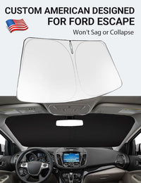 Custom American designed 2013-2019 Ford Escape windshield sunshade, will not sag or collapse