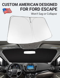 Proadsy 2026 Upgrade Windshield Sun Shade Custom Fit 2013-2019 Escape Foldable Front Sunshade Protector Sun Visor Blocks UV Rays Keep Car Cooler