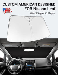 Custom American designed 2011-2017 Nissan Leaf windshield sunshade, will not sag or collapse
