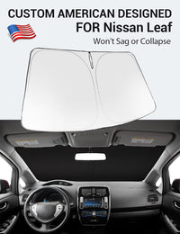 Proadsy 2026 Upgrade Windshield Sun Shade Custom Fit 2011-2017 Nissan Leaf Foldable Front Sunshade Protector Sun Visor Blocks UV Rays Keep Car Cooler