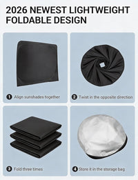 How to fold 2018-2026 Nissan Leaf windshield sunshade in 4 steps, 2026 newest lightweight foldable design