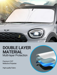 Proadsy 2026 Upgrade Front Windshield Sun Shade Foldable Sunshade Protector Custom Fit 2017-2023 Mini Countryman Cooper F60 SUV Accessories