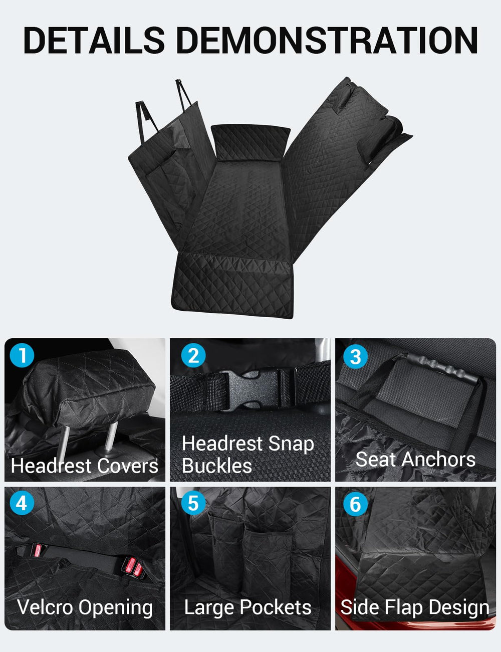 Proadsy 2026 Upgrade Dog Car Seat Cover Custom Fit 2017-2025 CR-V Back Seat Extender Waterproof Scratch Proof Durable Black Protector Pet Hammock