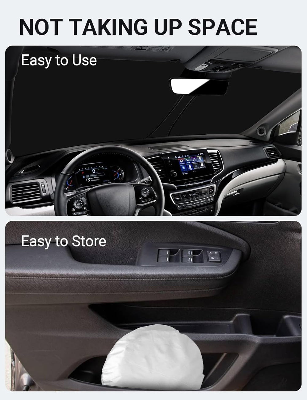 Proadsy 2025 Upgrade Windshield Sun Shade Custom Fit Honda Pilot 2016-2024 2025 4-Layer Foldable Front Sunshade Protector Sun Visor Blocks UV Rays Keep Car Cooler