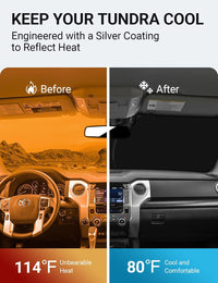 Custom American designed 2007-2021 Toyota Tundra windshield sunshade, will not sag or collapse