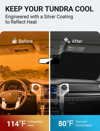 Proadsy 2024 Upgrade Front Windshield Sun Shade Foldable Sunshade Protector Custom Fit Toyota Tundra 2007-2021 Limited SR5 Platinum TRD Pro Pickup Accessories