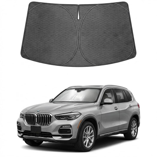 Proadsy Windshield Sun Shade Custom Fit X5 2019-2026 Ice Crystal Black Front Window Sunshade UV and Heat Blocker Foldable Visor Keeps Car Cooler for Summer Parking and Daily Use