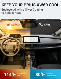 Custom American designed 2023-2026 Toyota Prius windshield sunshade, will not sag or collapse
