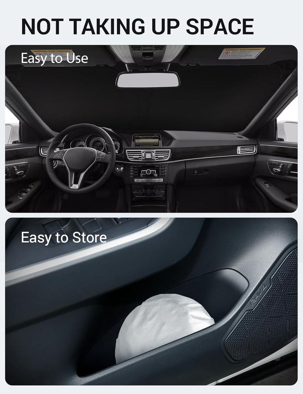 Proadsy 2026 Upgrade Windshield Sun Shade Custom Fit 2010-2016 E Class Foldable Front Sunshade Protector Sun Visor Blocks UV Rays Keep Car Cooler