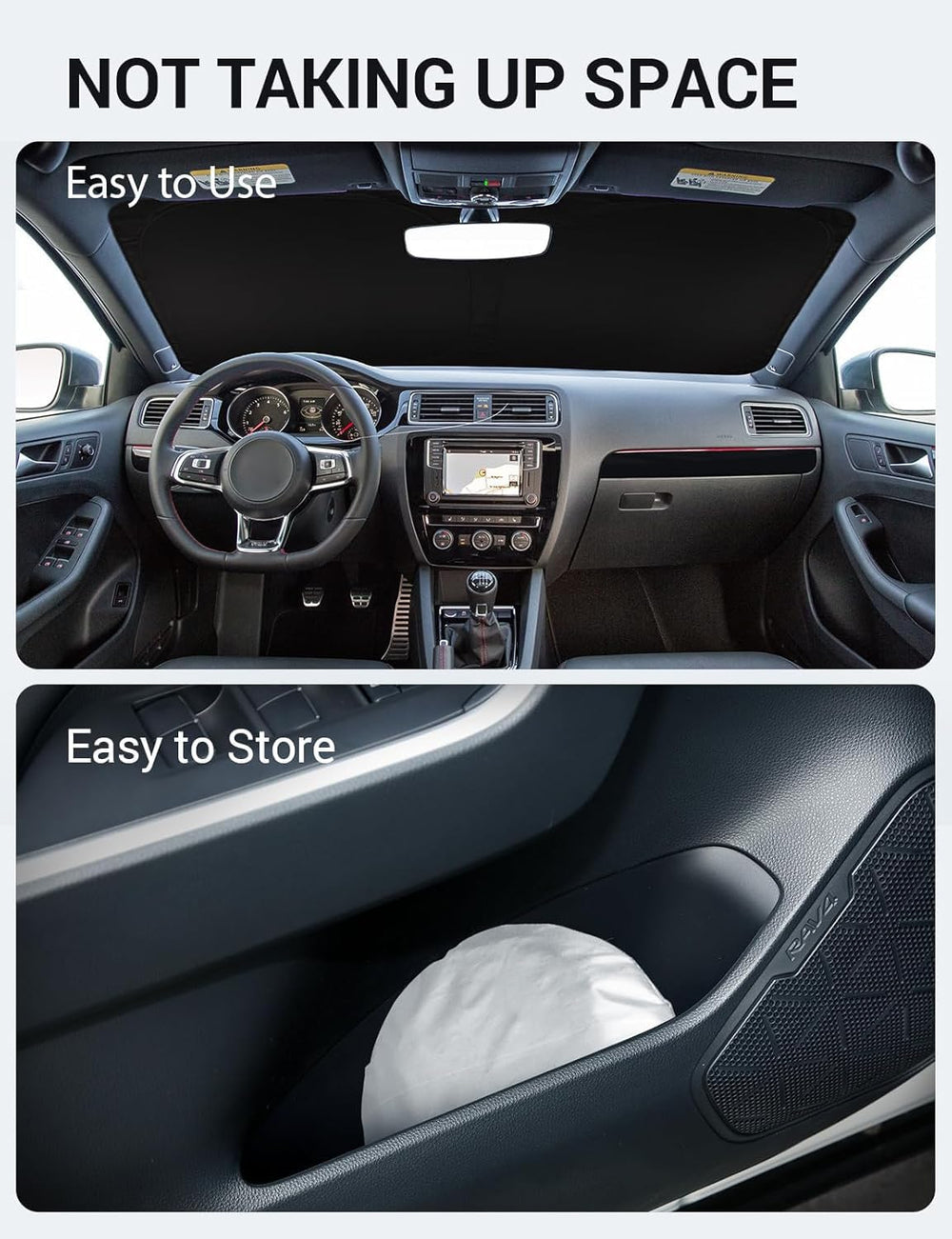Proadsy 2025 Upgrade Windshield Sun Shade Custom Fit 2011-2018 Volkswagen VW Jetta Foldable Front Sunshade Protector Sun Visor Blocks UV Rays Keep Car Cooler