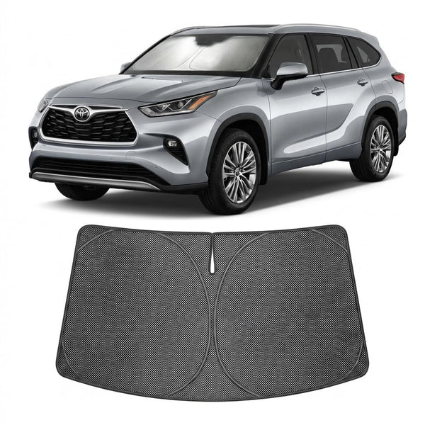 Proadsy Windshield Sun Shade Custom Fit Toyota Highlander 2020-2026 Ice Crystal Black Front Window Sunshade UV and Heat Blocker Foldable Visor Keeps Car Cooler for Summer Parking and Daily Use