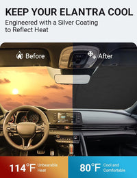 Custom American designed 2021-2026 Hyundai Elantra windshield sunshade, will not sag or collapse