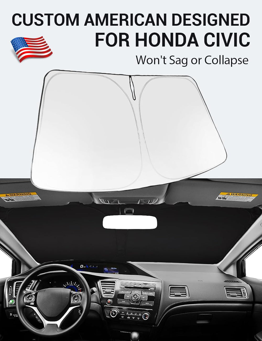 Proadsy 2025 Upgrade Windshield Sun Shade Custom Fit 2012-2015 Honda Civic Foldable Front Sunshade Protector Sun Visor Blocks UV Rays Keep Car Cooler