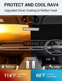 2024-2026 Kia EV9 windshield sun shade keeps car interior cool, before and after comparison