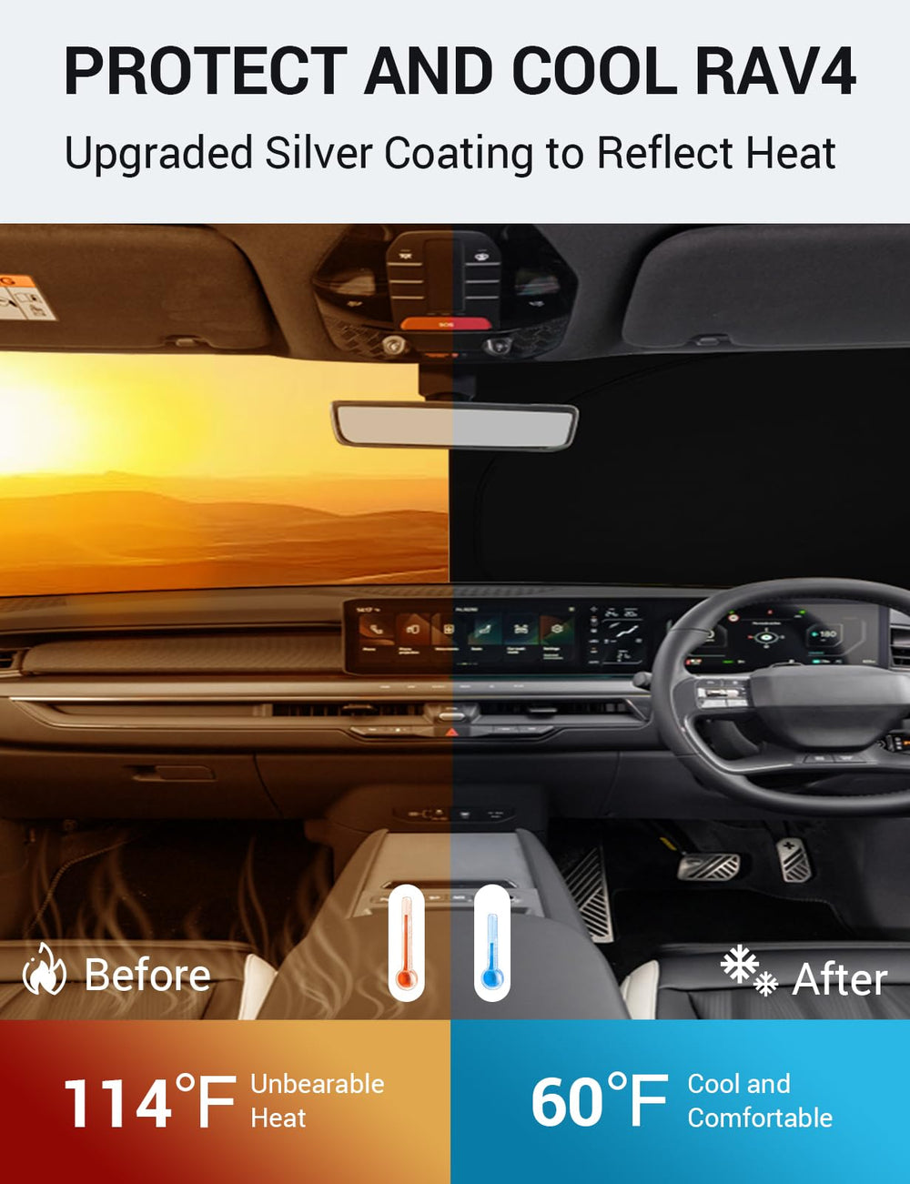 Proadsy 2025 Upgrade Windshield Sun Shade Custom Fit Kia EV9 2024 2025 Foldable Front Sunshade Protector Sun Visor Blocks UV Rays Keep Car Cooler Accessories