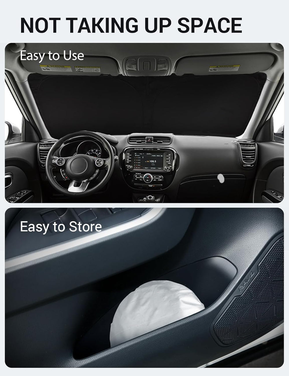 Proadsy 2025 Upgrade Windshield Sun Shade Custom Fit Kia Soul 2014-2019 4-Layer Foldable Front Sunshade Protector Sun Visor Blocks UV Rays Keep Car Cooler Accessories