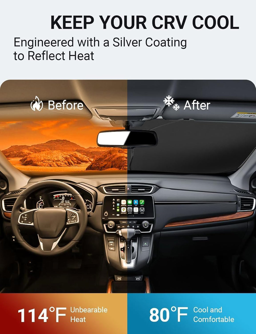 Proadsy 2025 Upgrade Windshield Sun Shade Custom Fit 2017-2022 Honda CRV Sunshade 4-Layer Foldable Front Sunshade Protector Sun Visor Blocks UV Rays Keep Car Cooler Accessories
